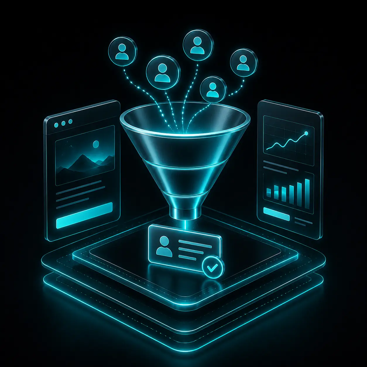 Lead generation funnel and conversion flow visual
