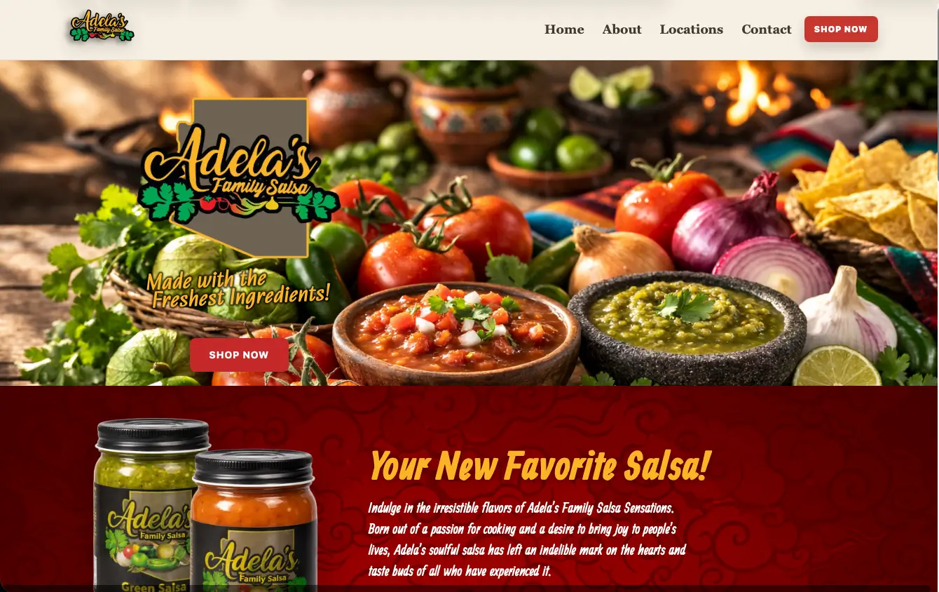 Adela’s Family Salsa ecommerce project preview